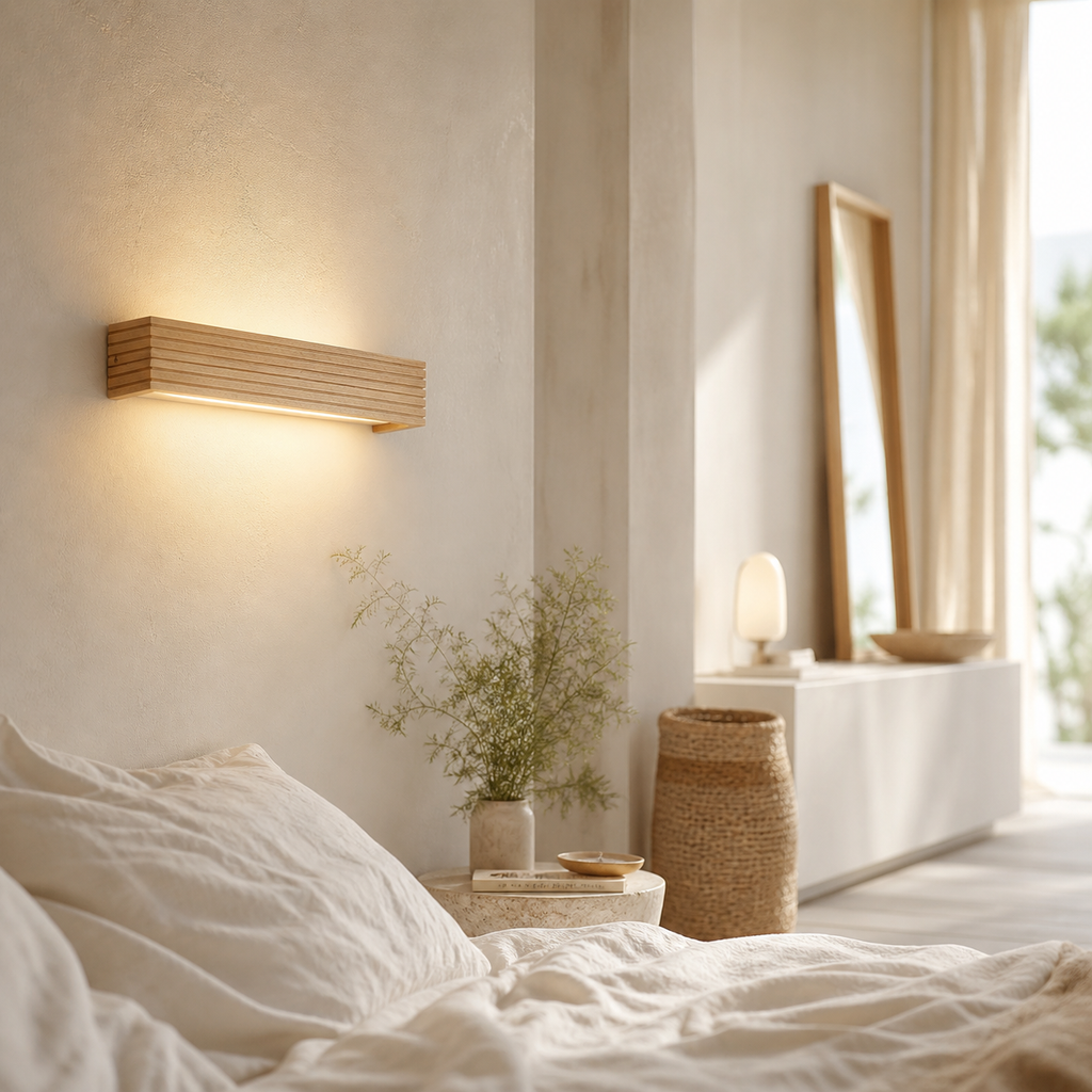 Applique murale led rectangulaire en bois taillé - Beam