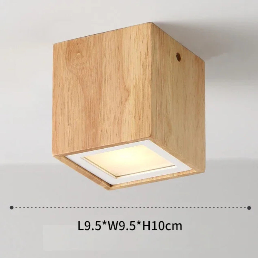 Plafonnier spot à led cube en bois - Orient