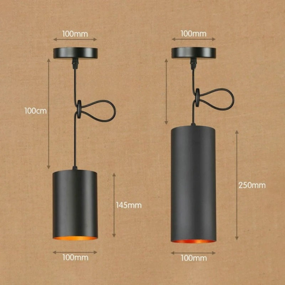 Suspension led en forme de cylindre noir vintage - Terrax