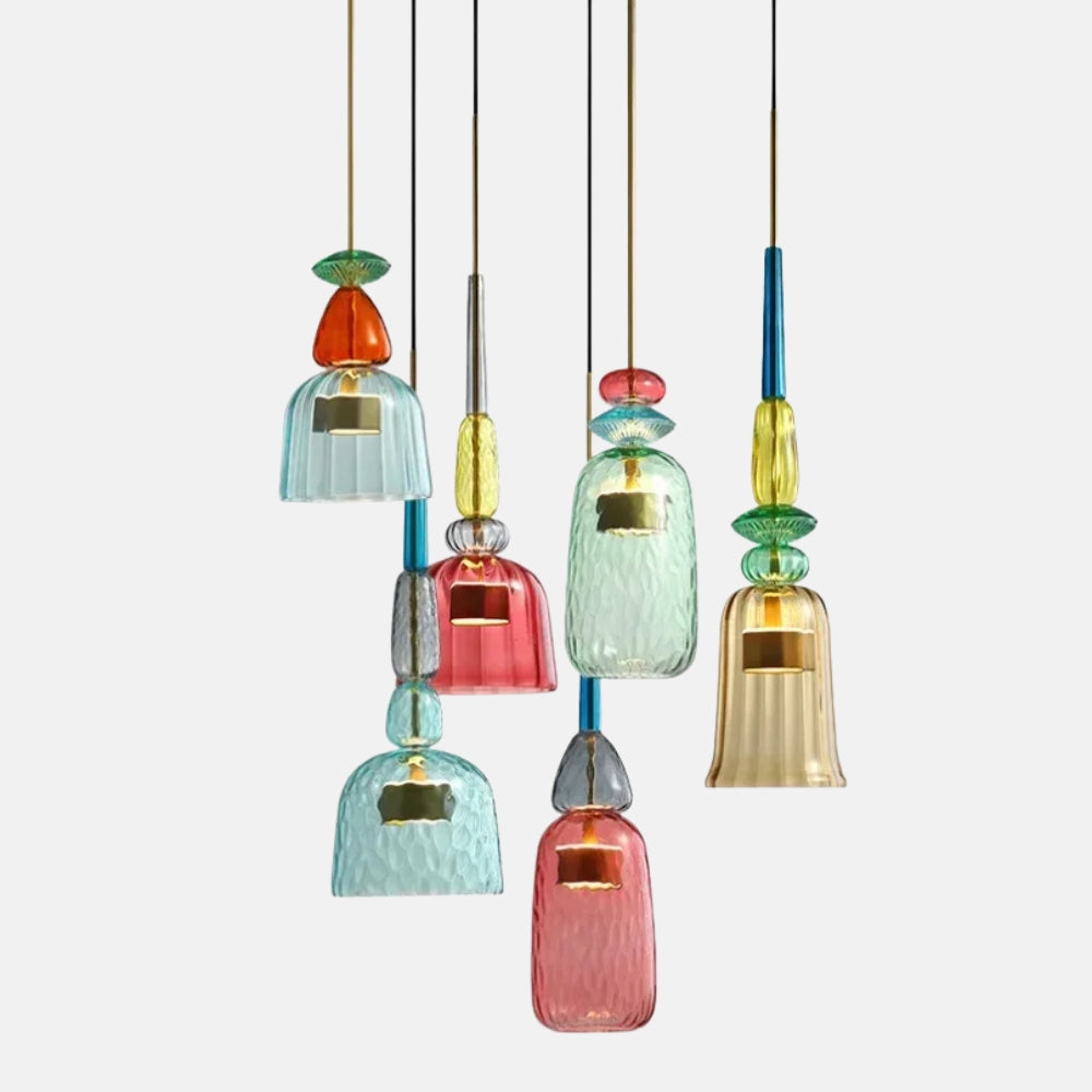 Suspensions luminaire LED en verre coloré - Helia