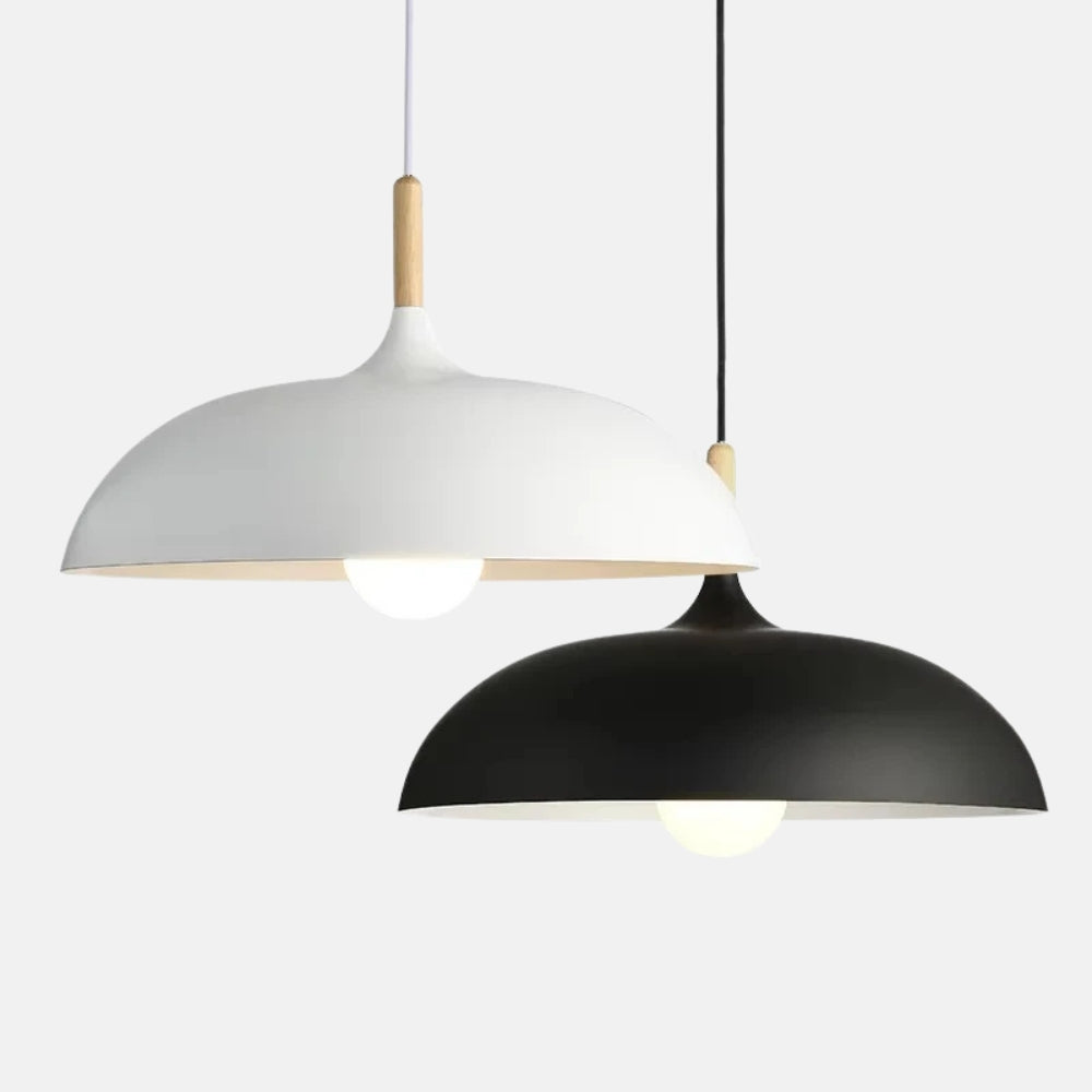 Suspension en aluminium avec tige en bois - Photon