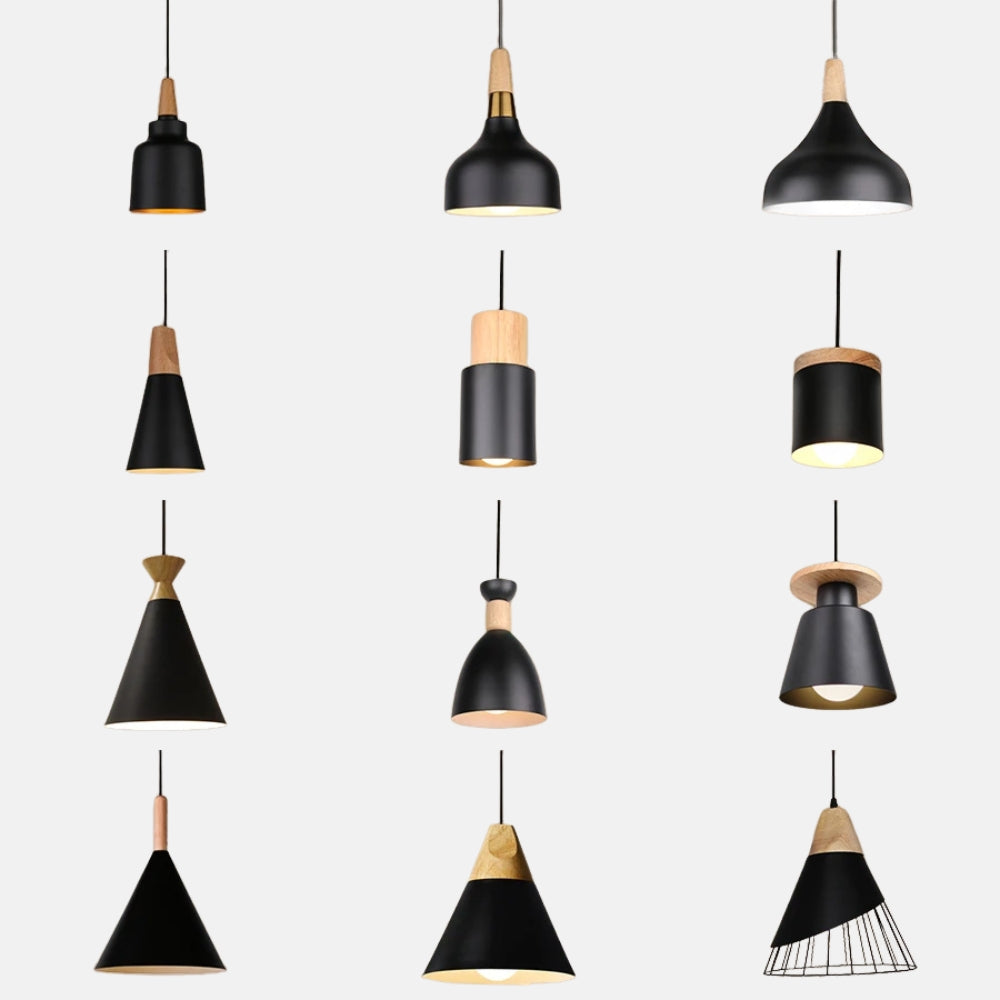 Suspension en métal coloré et bois de plusieurs formes - Kappa