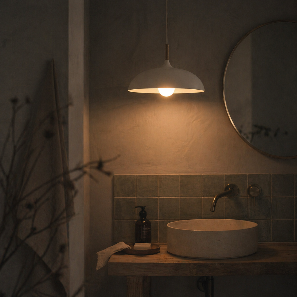 Suspension en aluminium avec tige en bois - Photon