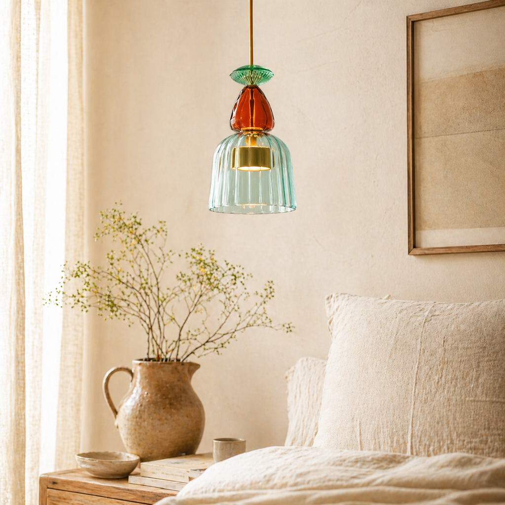 Suspensions luminaire LED en verre coloré - Helia