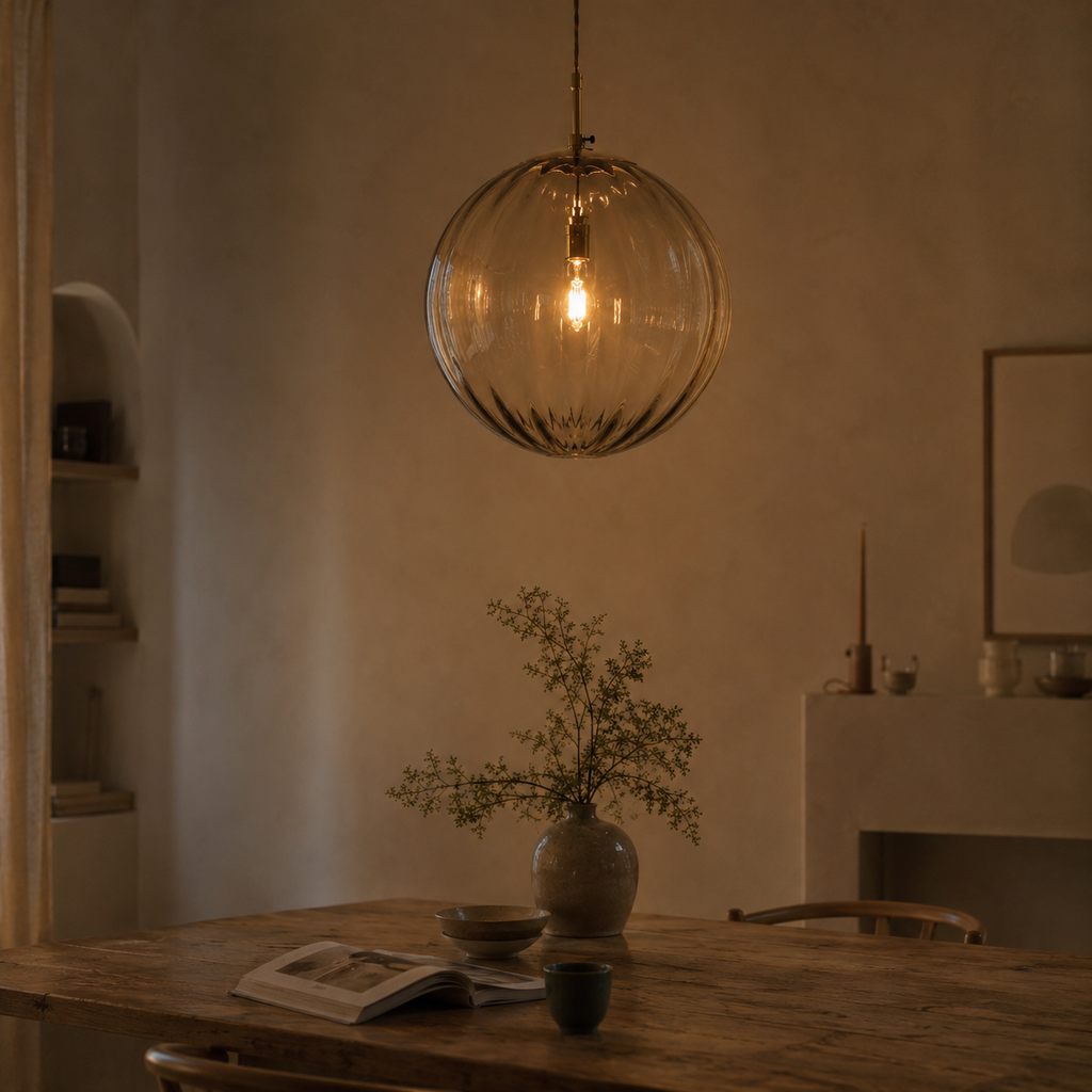 Suspension design à led en boule de verre colorée - Storm