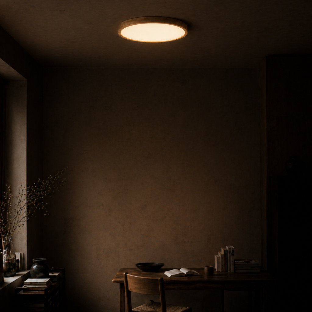 Plafonnier LED en bois plat - Lumen