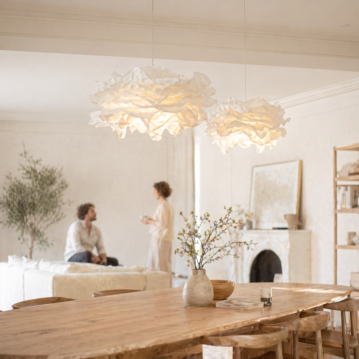 Lustres en papier blanc design fleur - Path