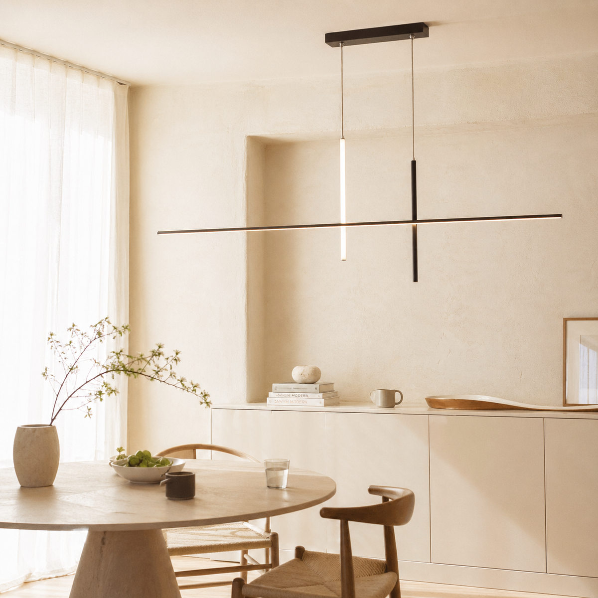 Lustre led minimaliste moderne noir - Lighta