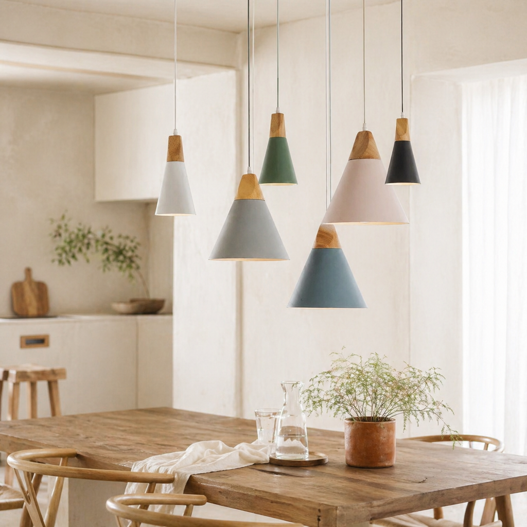 Suspension design à led en verre coloré - Solis