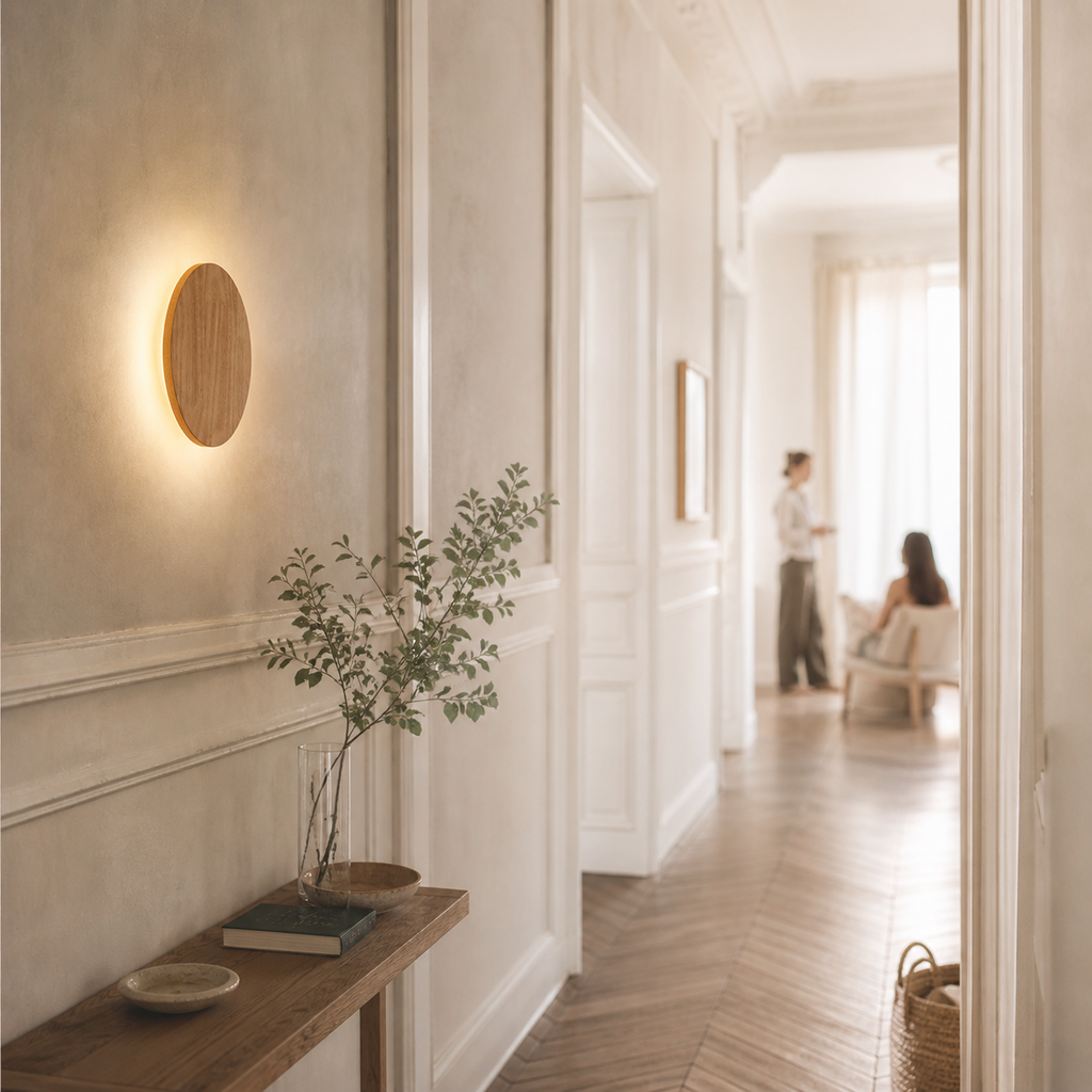 Applique murale scandinave led de forme ovale en bois - Layer