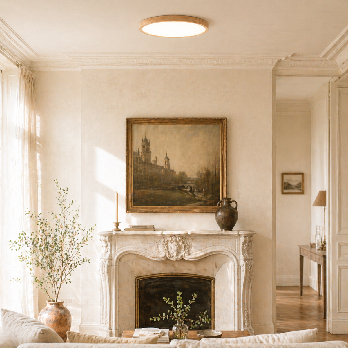 Plafonnier LED en bois plat - Lumen