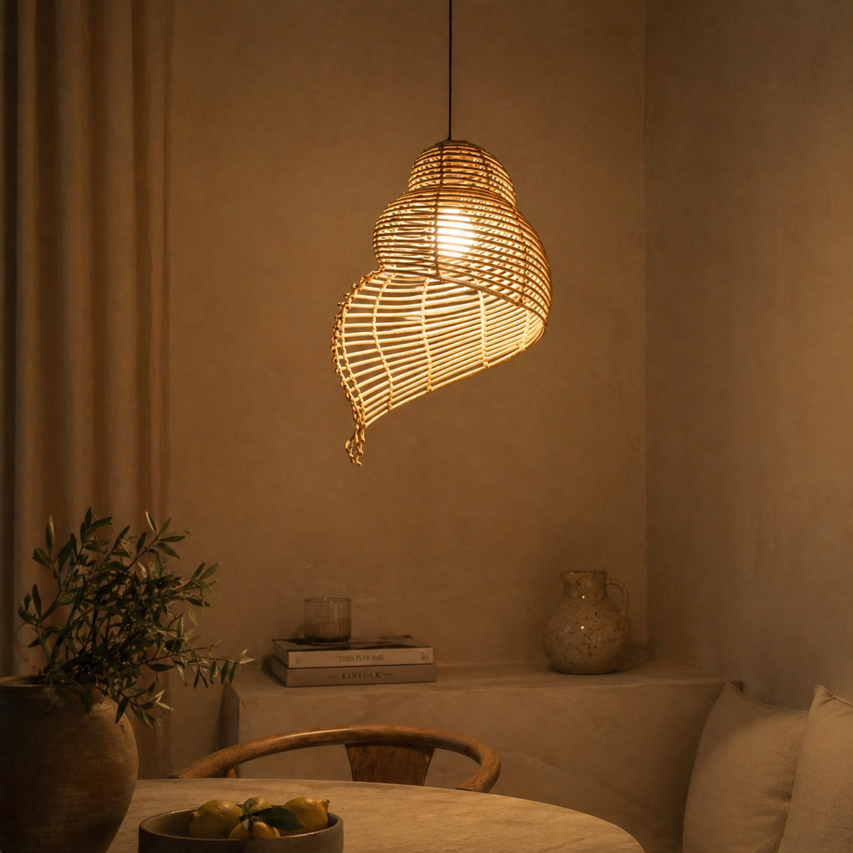 Suspension coquillage spirale en bois - Riso