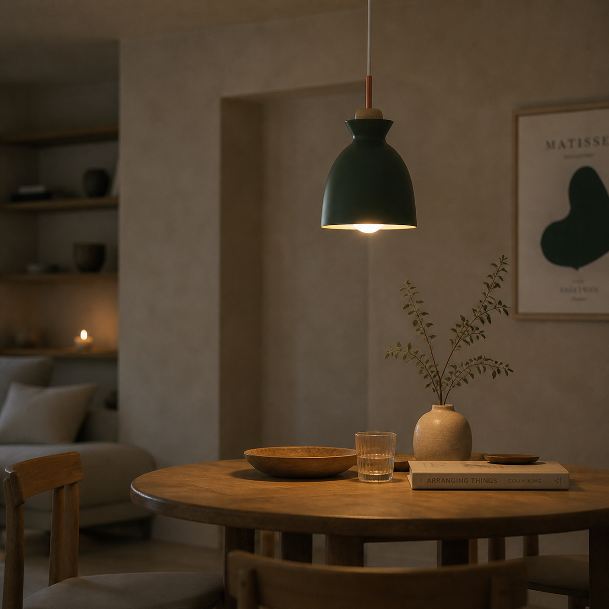 Lustre créatif en bois et fer forgé à une tête - Neutr