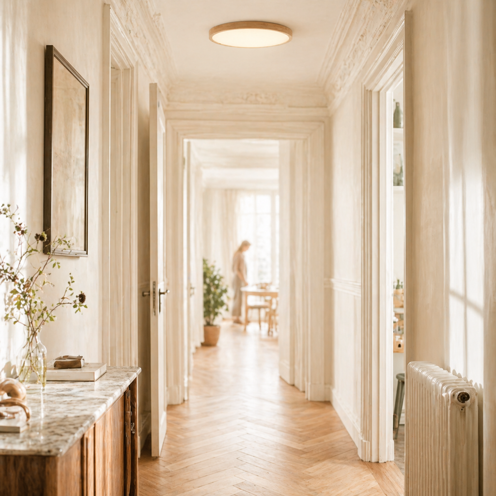 Plafonnier LED en bois plat - Lumen