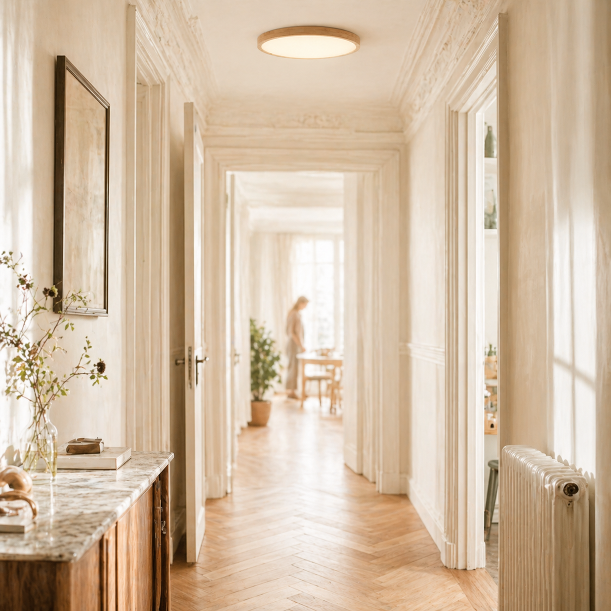 Plafonnier LED en bois plat - Lumen