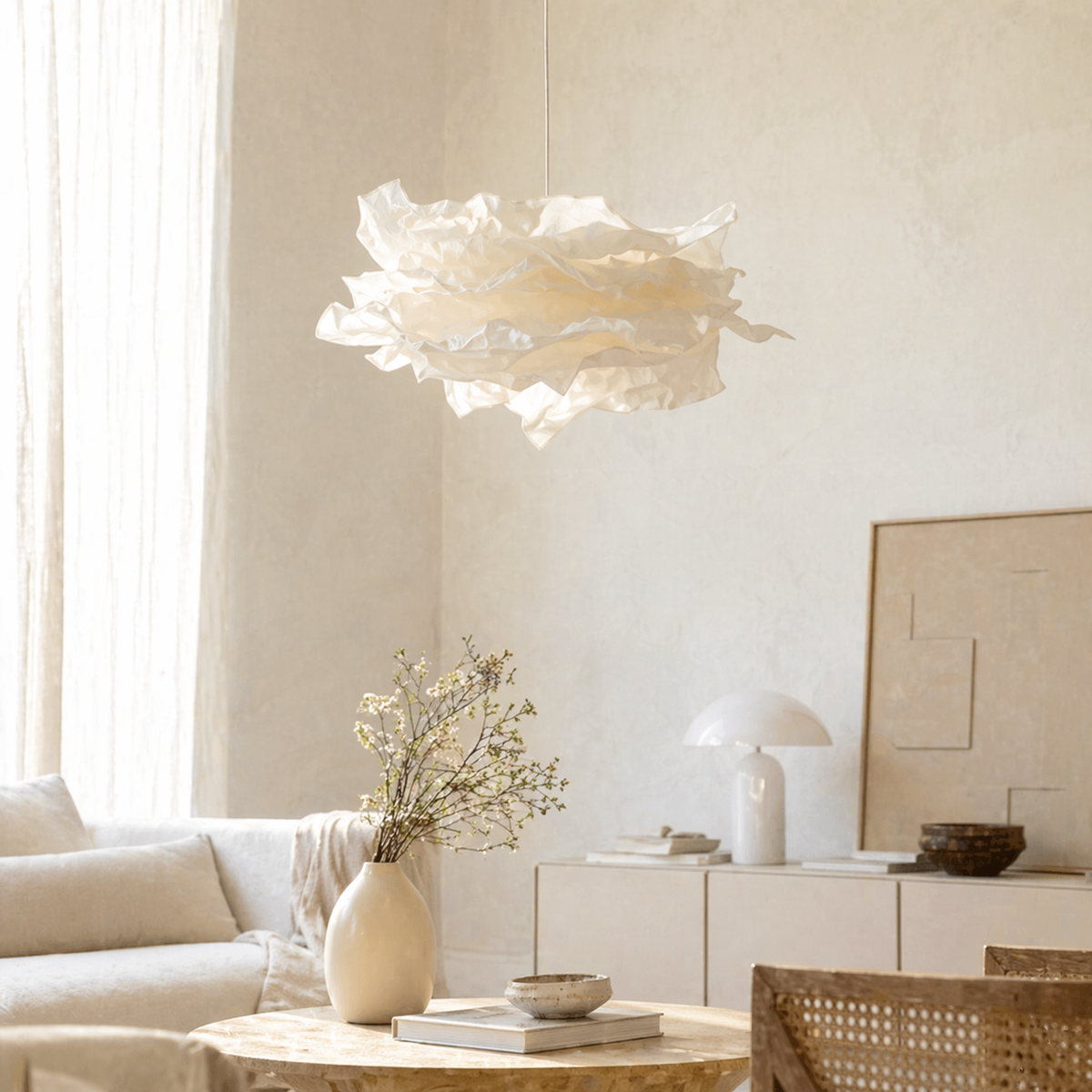 Lustres en papier blanc design fleur - Path