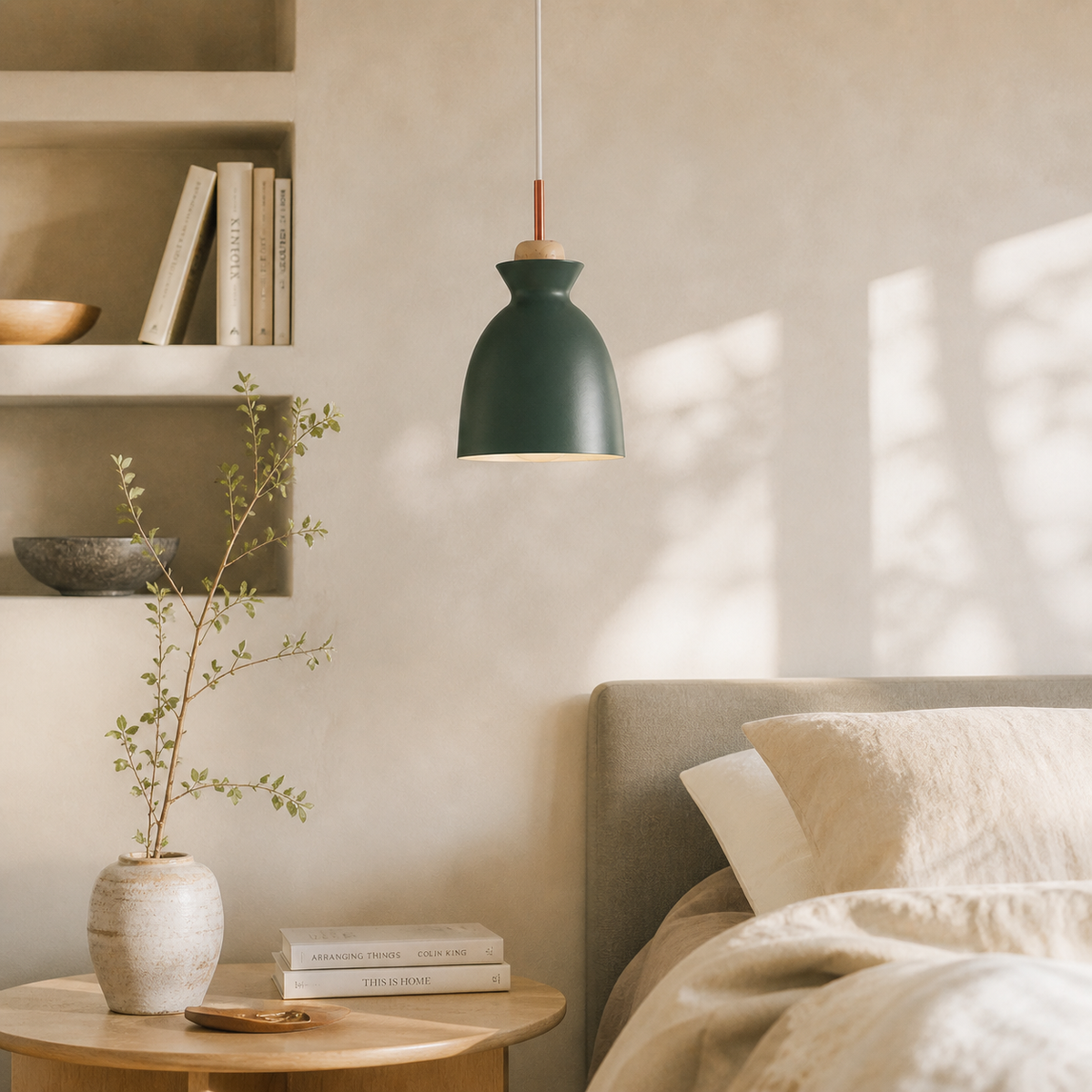 Lustre créatif en bois et fer forgé à une tête - Neutr