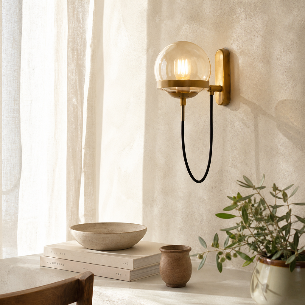 Applique murale led métal et boule en verre - Plano