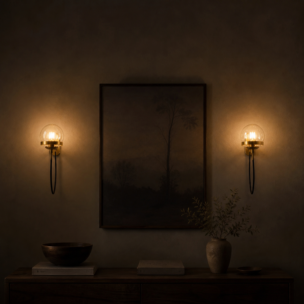 Applique murale led métal et boule en verre - Plano