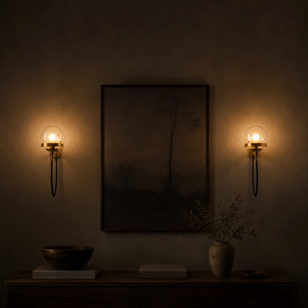 Applique murale led métal et boule en verre - Plano