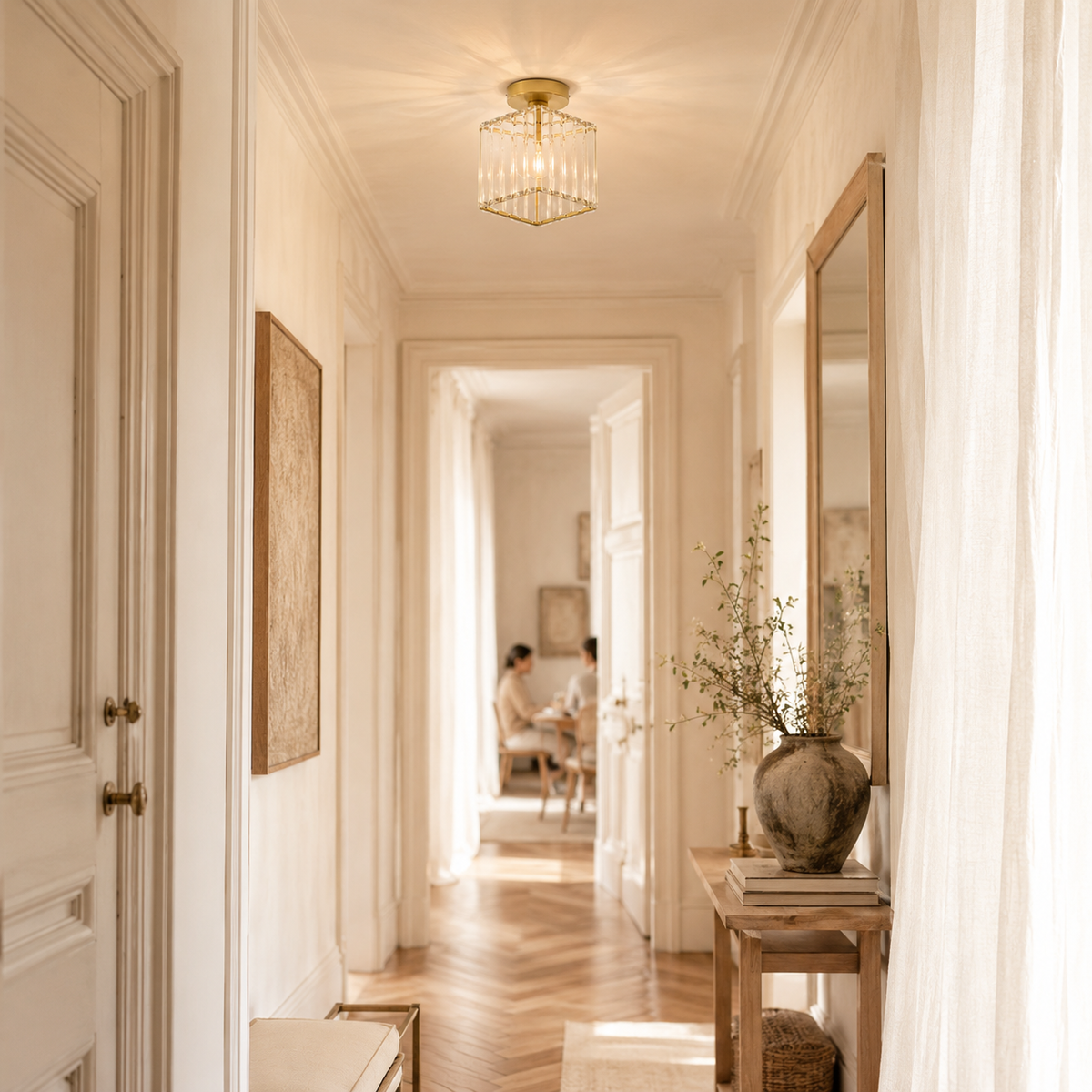 Plafonnier rond ou carré en cristal de verre - Ceilux