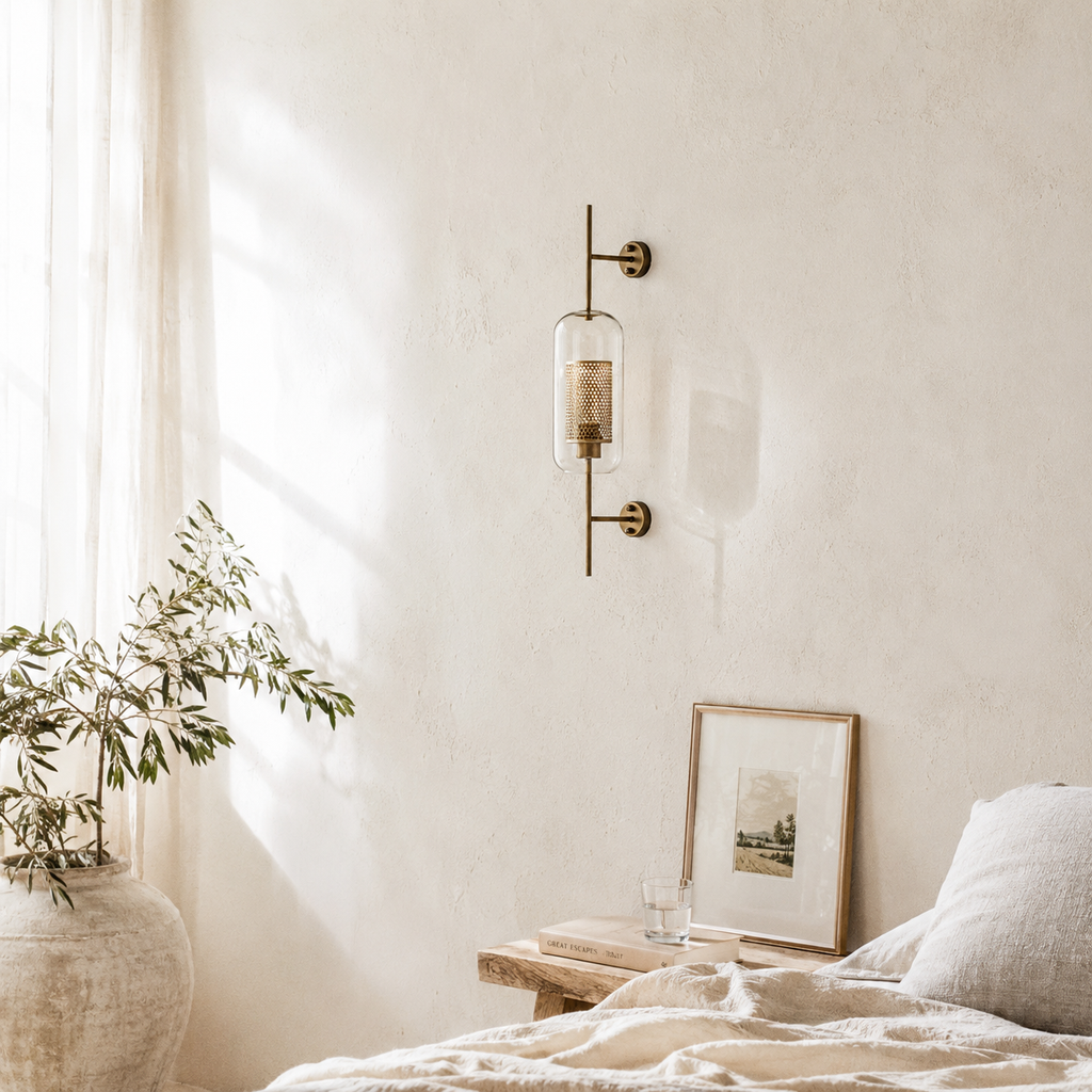 Applique murale rétro en verre et métal - Robus