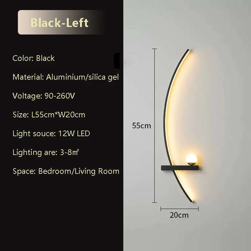 applique murale led moderne minimaliste noir - Pavo