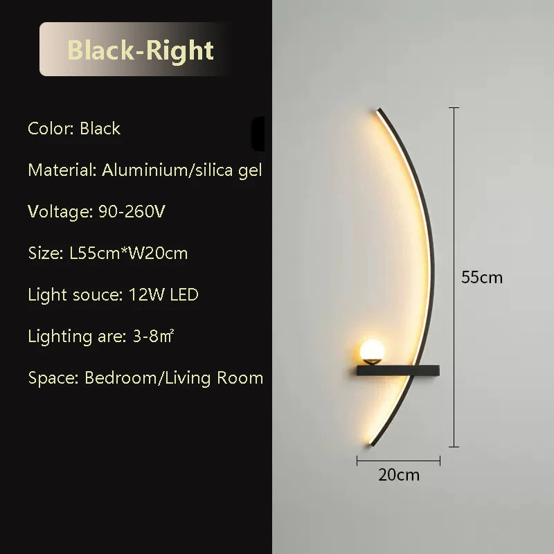 applique murale led moderne minimaliste noir - Pavo
