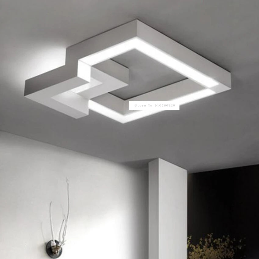 Plafonnier design led géométrique noir ou blanc (plusieurs tailles) - Modulx