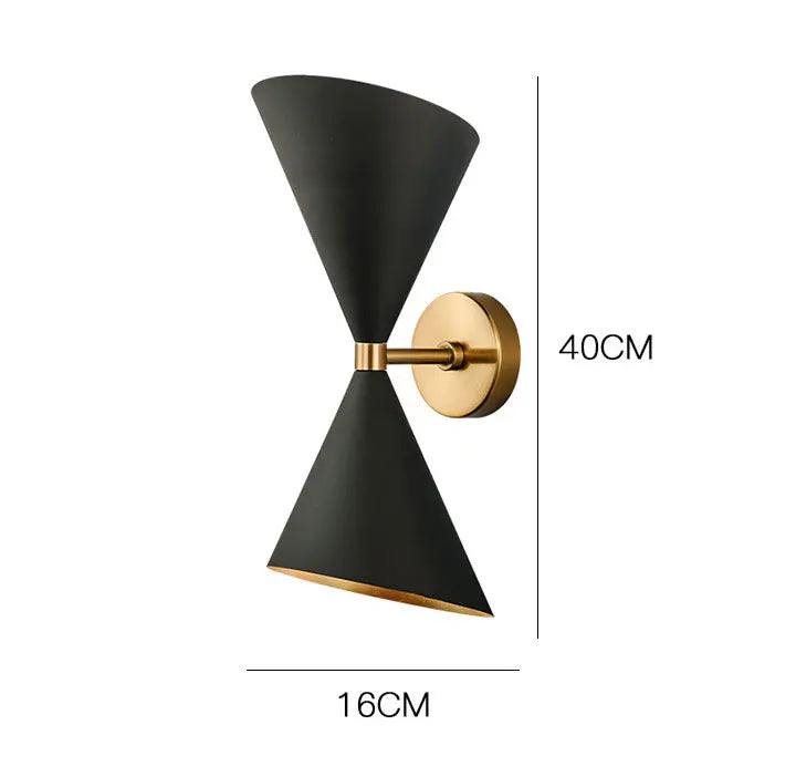Applique murale design double cône noir et doré - Shinex
