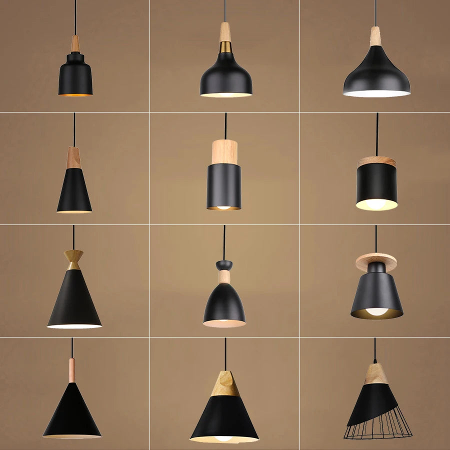 Suspension en métal coloré et bois de plusieurs formes - Kappa