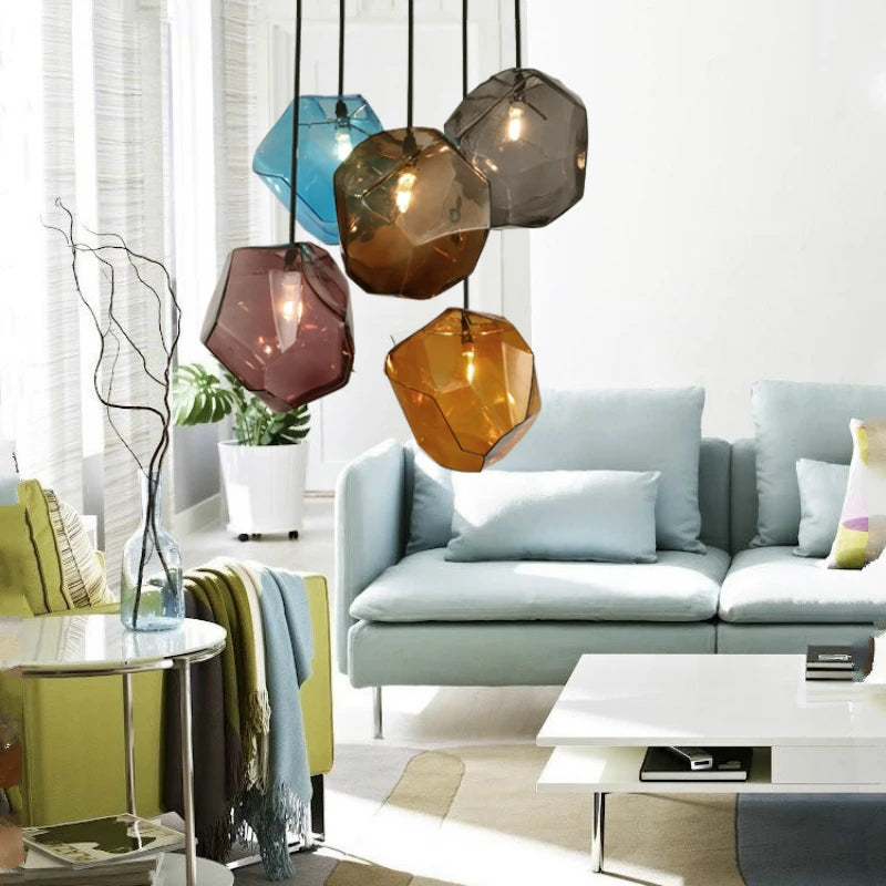 Suspension led design en verre de couleur - Glowix