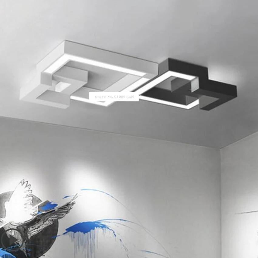 Plafonnier design led géométrique noir ou blanc (plusieurs tailles) - Modulx