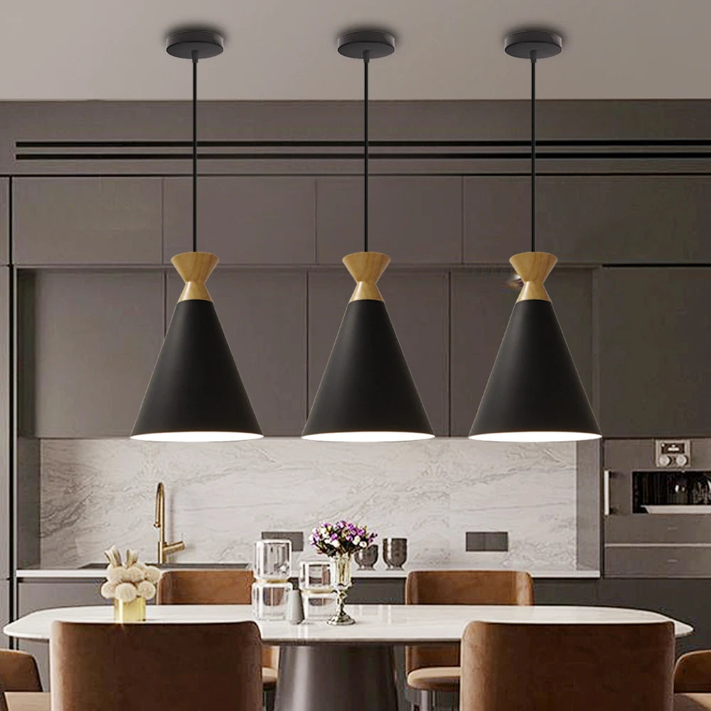 Suspension en métal coloré et bois de plusieurs formes - Kappa