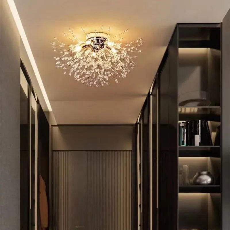 Plafonnier nordique en cristal design moderne créatif rond - Beamix