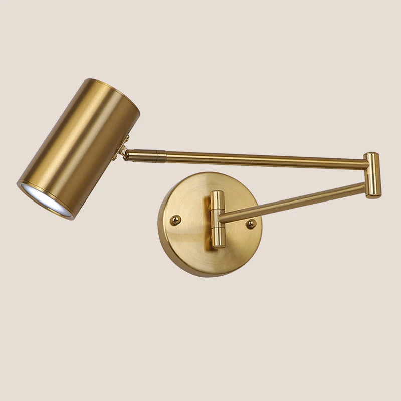 Applique murale design led avec spot dirigeable en métal doré - Illux