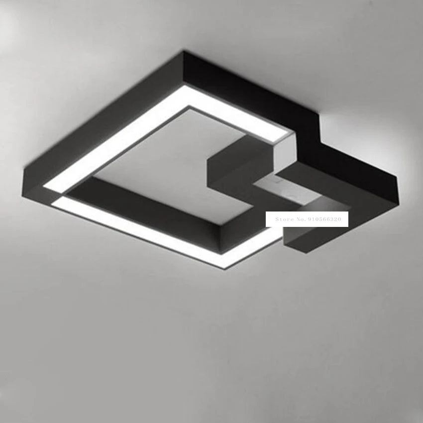 Plafonnier design led géométrique noir ou blanc (plusieurs tailles) - Modulx