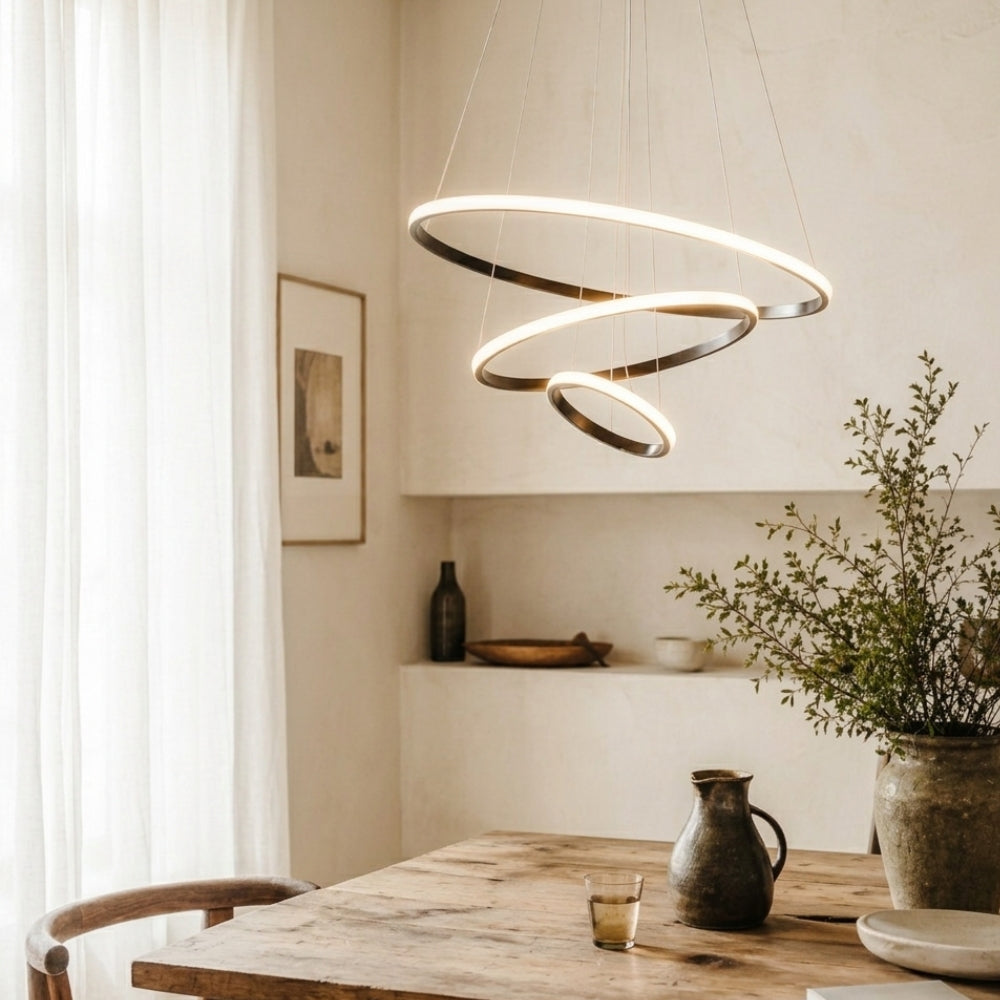 Lustre design anneaux suspendus à led - Optix
