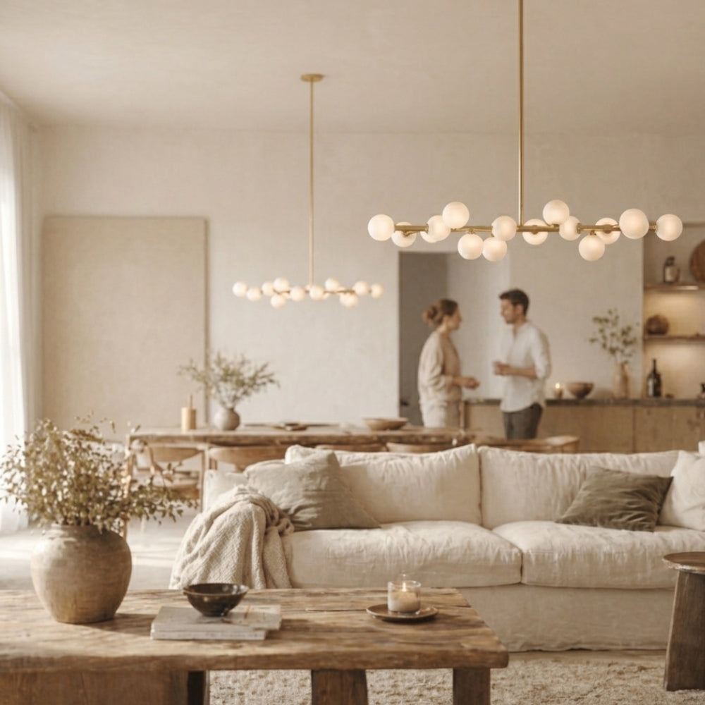Lustre design à led en métal avec boules en verre - Illuxa