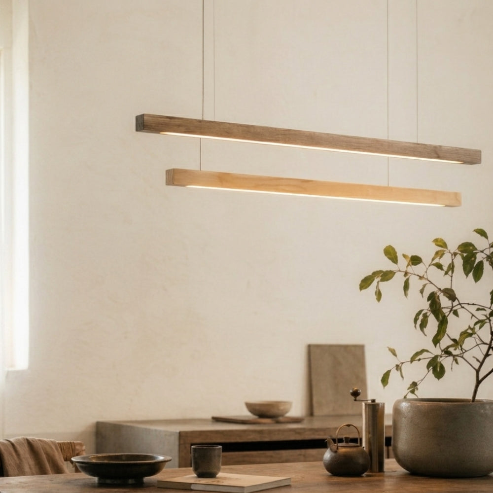 Suspension design moderne led en bois allongé - Vector