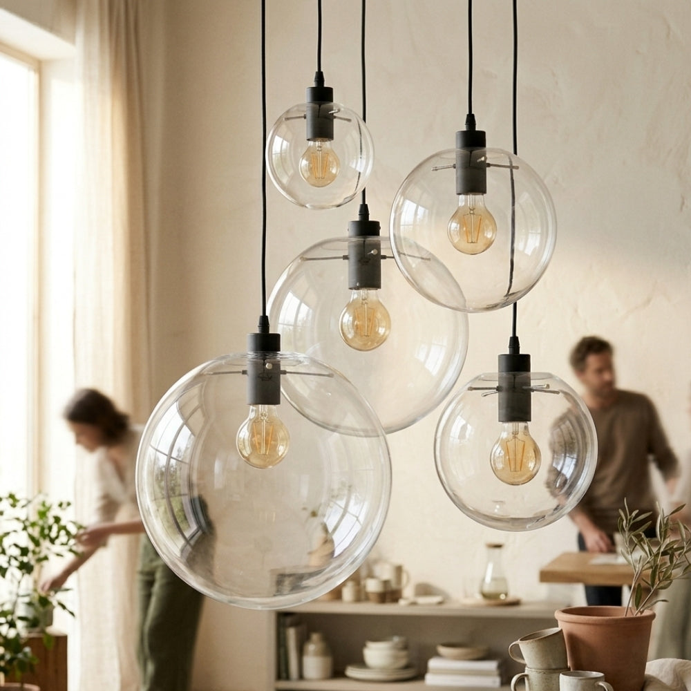 Suspension design boule en verre à led - Solia