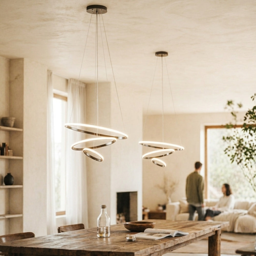 Lustre design anneaux suspendus à led - Optix