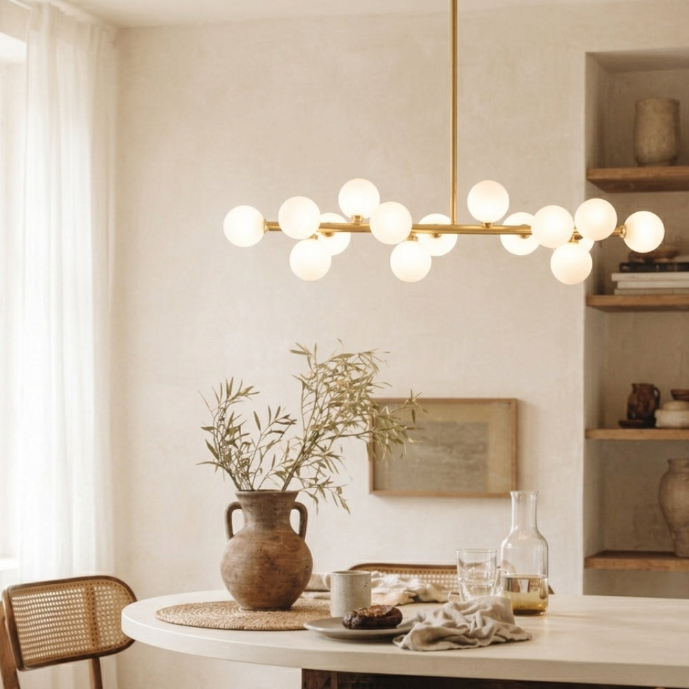 Lustre design à led en métal avec boules en verre - Illuxa