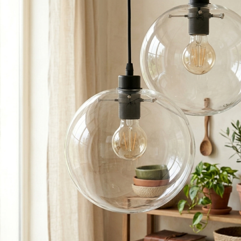 Suspension design boule en verre à led - Solia
