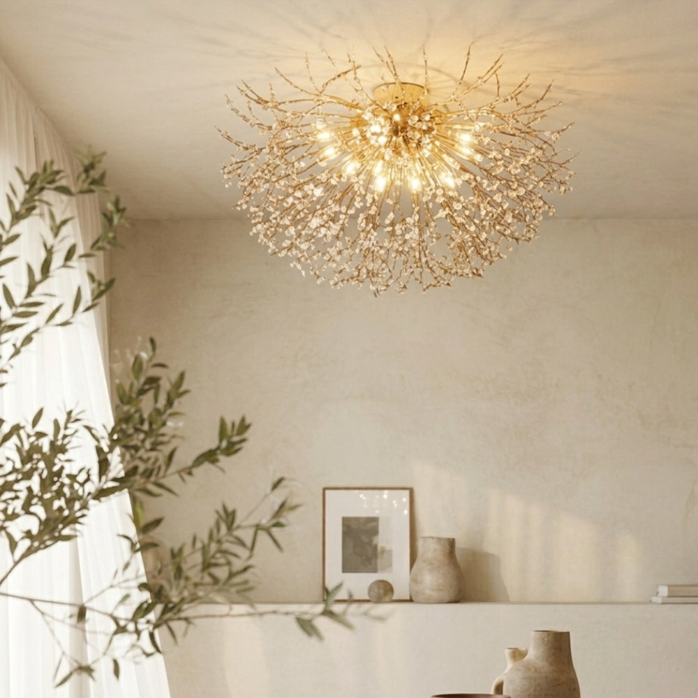Plafonnier nordique en cristal design moderne créatif rond - Beamix