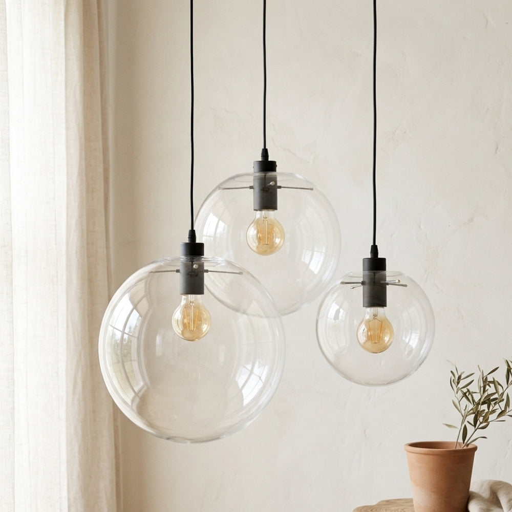 Suspension design boule en verre à led - Solia