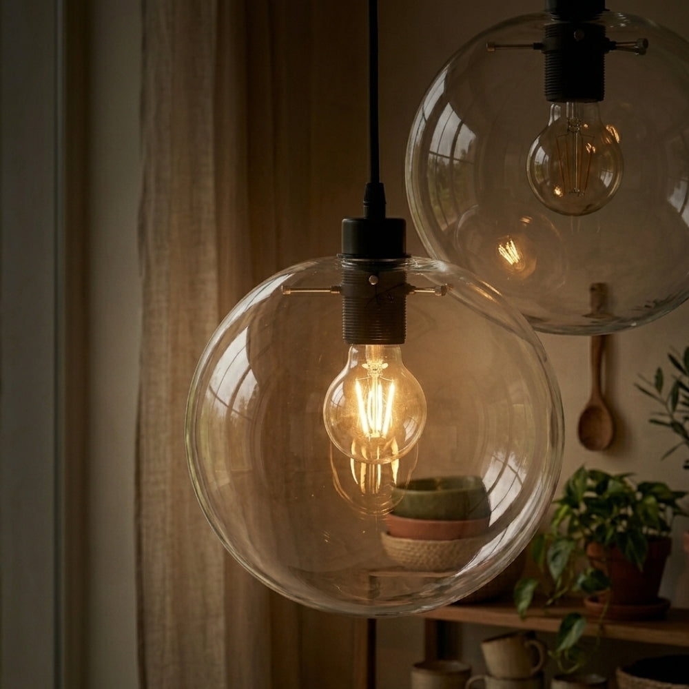 Suspension design boule en verre à led - Solia