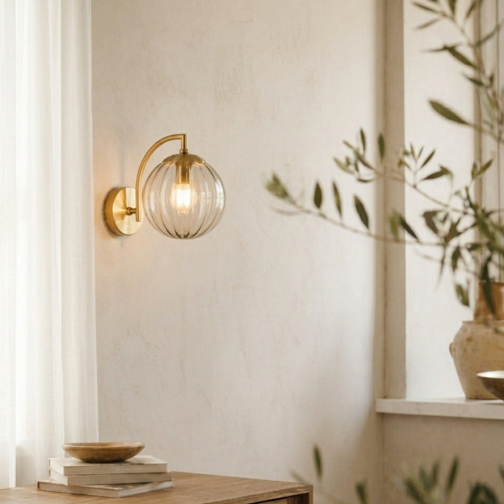 Applique murale led doré avec boule en verre fumé - Track