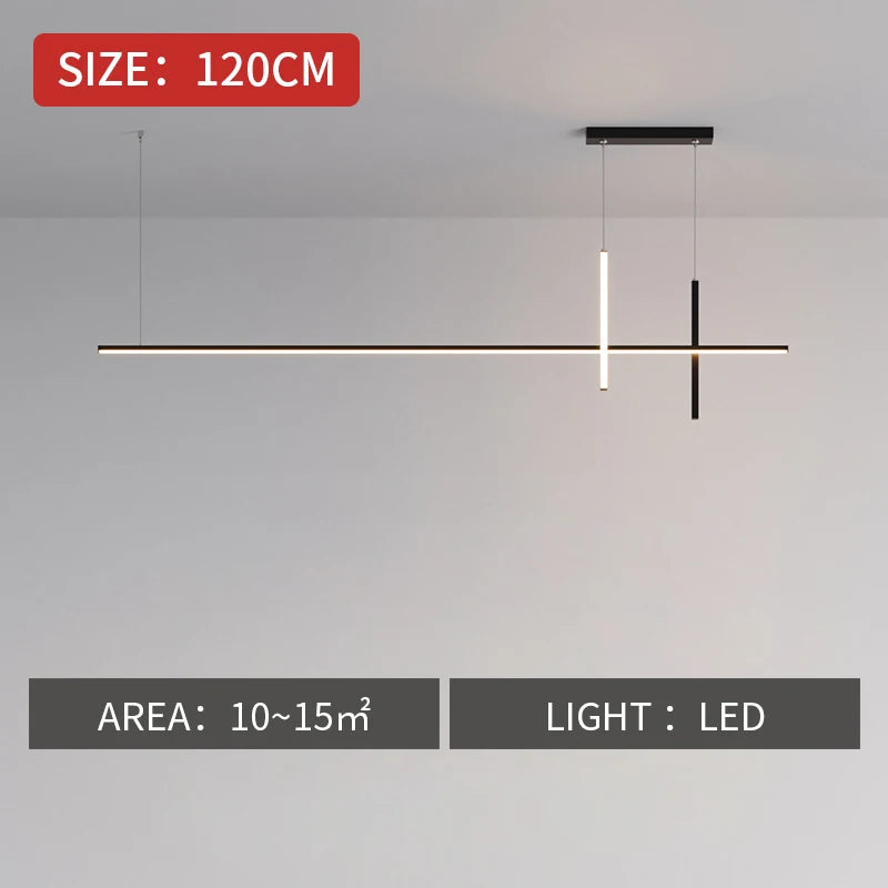 Lustre led minimaliste moderne noir pour table salle à manger - Lighta