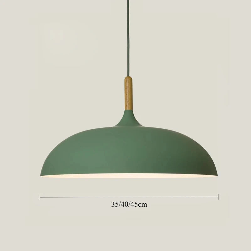 Suspension en aluminium de couleur et tige en bois - Photon